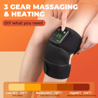 Electric Heating Knee Massager 3 in 1 Joint Elbow Shoulder Pain Reliever Thermal Vibration Physical Therapy Massage Knee Warmer
