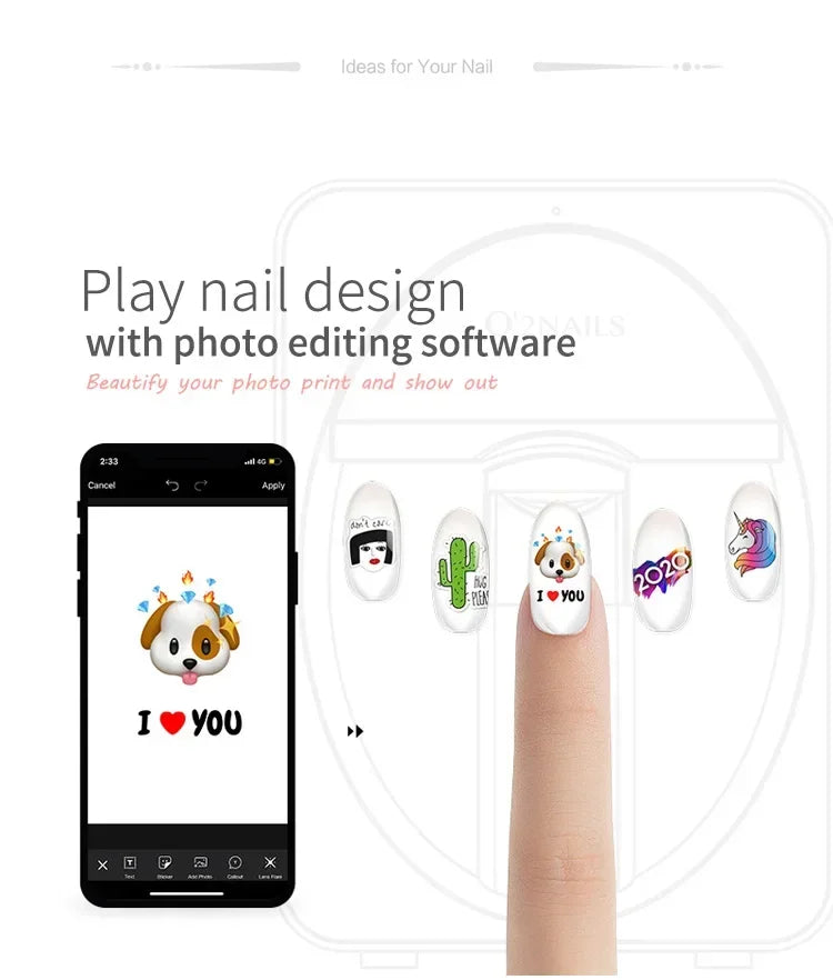 2026Smart Nail Printer 3D Portable Mobile Nail Painting Machine 2400DPI Printing Resolution Support WiFi/DIY for Home Nail Salon