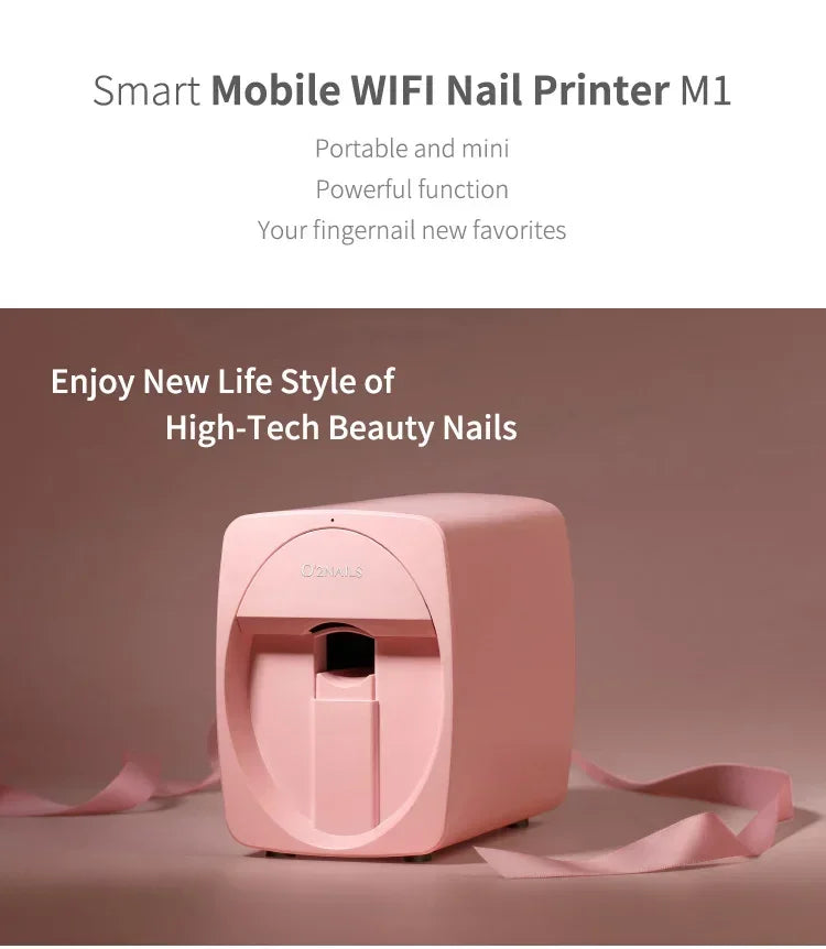 2026Smart Nail Printer 3D Portable Mobile Nail Painting Machine 2400DPI Printing Resolution Support WiFi/DIY for Home Nail Salon