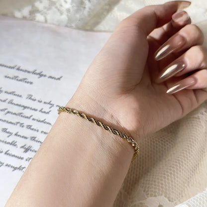 Stainless Steel Rope Chain Bracelets on Hand 3/4MM Gold Color Chic Women's Bracelet Minimalist Fashion Hip Hop Jewelry Gift C048