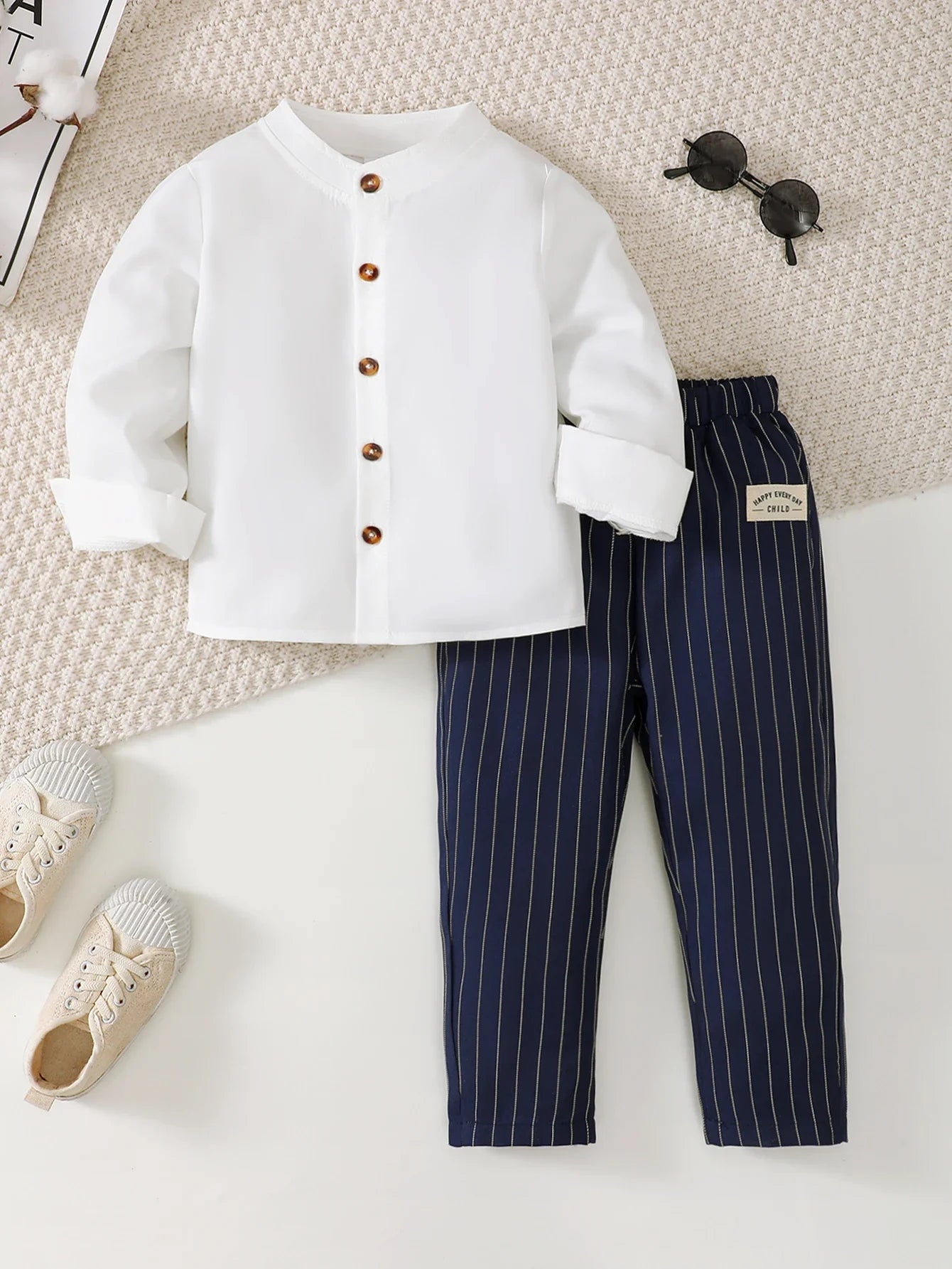 Spring   And   Autumn  1-6  Years  Old  Cool  Boys  Shirt   Striped   Trousers   Gentleman's   Suit