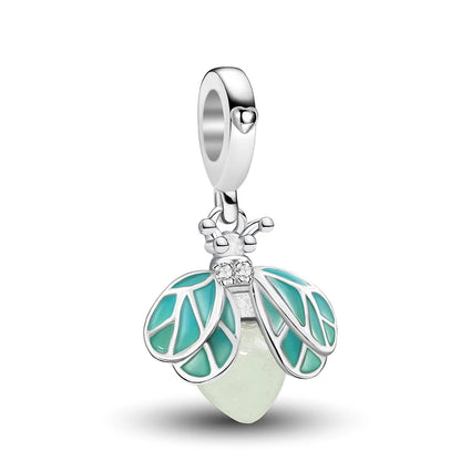 Original 925 Sterling Silver Charms Beads Glowing Luminous Bee Firefly Butterfly Pendant for Bracelet Bangle Charm DIY Jewelry