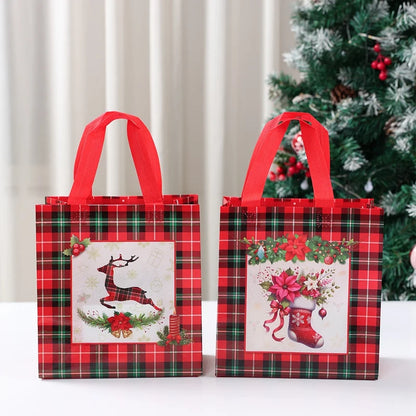 4pcs Christmas Gift Bags Christmas Party Decoration Kids Favors 2025 Xmas Santa Claus Hand Bags Navidad Natal New Year Gift 2026