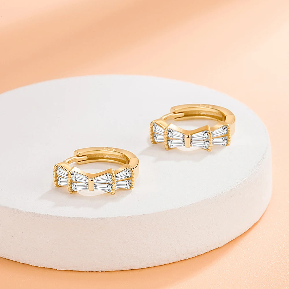 Pure 925 Sterling Silver High Quality Jewelry New Crystal Hoop Earrings For Women XY0174