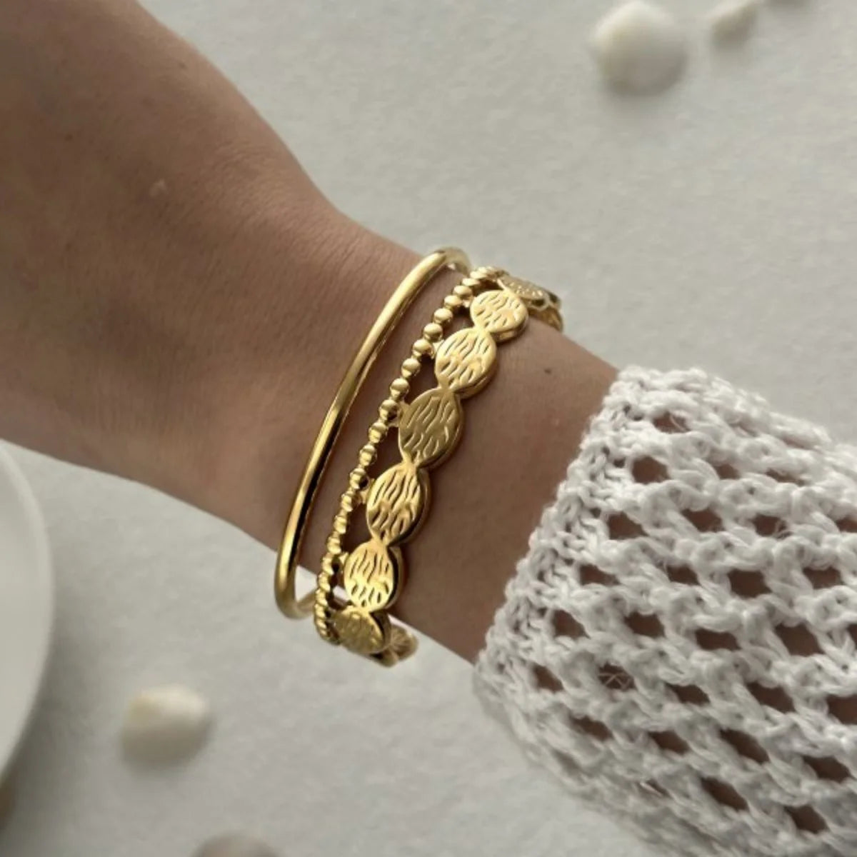 Exaggerated Metal Shell Starfish Flower Bangles Bracelets For Women Men Stainless Steel Fish Bow Heart Open Cuff Bangle Jewelry