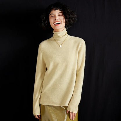 New Women's Cashmere Sweater 100% Pure Cashmere Knitted High Collar Hoodie Hot Selling Soft Solid Color Women's Top