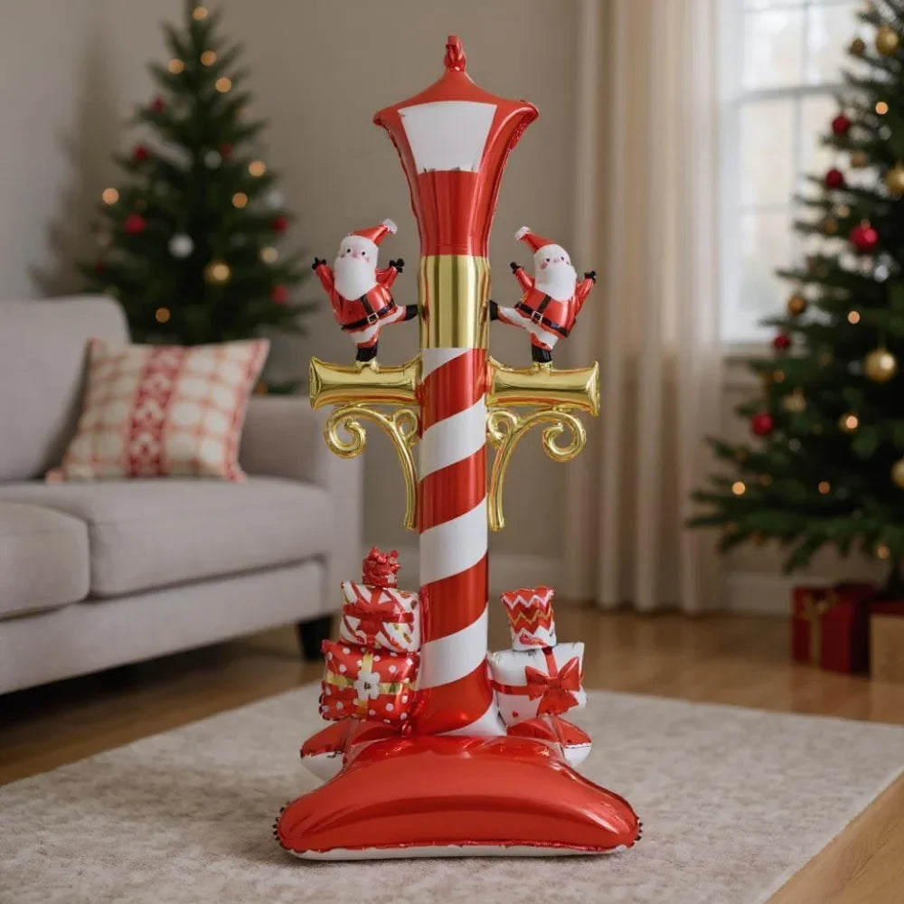 Christmas Foil Balloon New Year Snowman Santa Claus Standing Street Lamp Balloon for Kids Party Gift Home Decorats Supplies