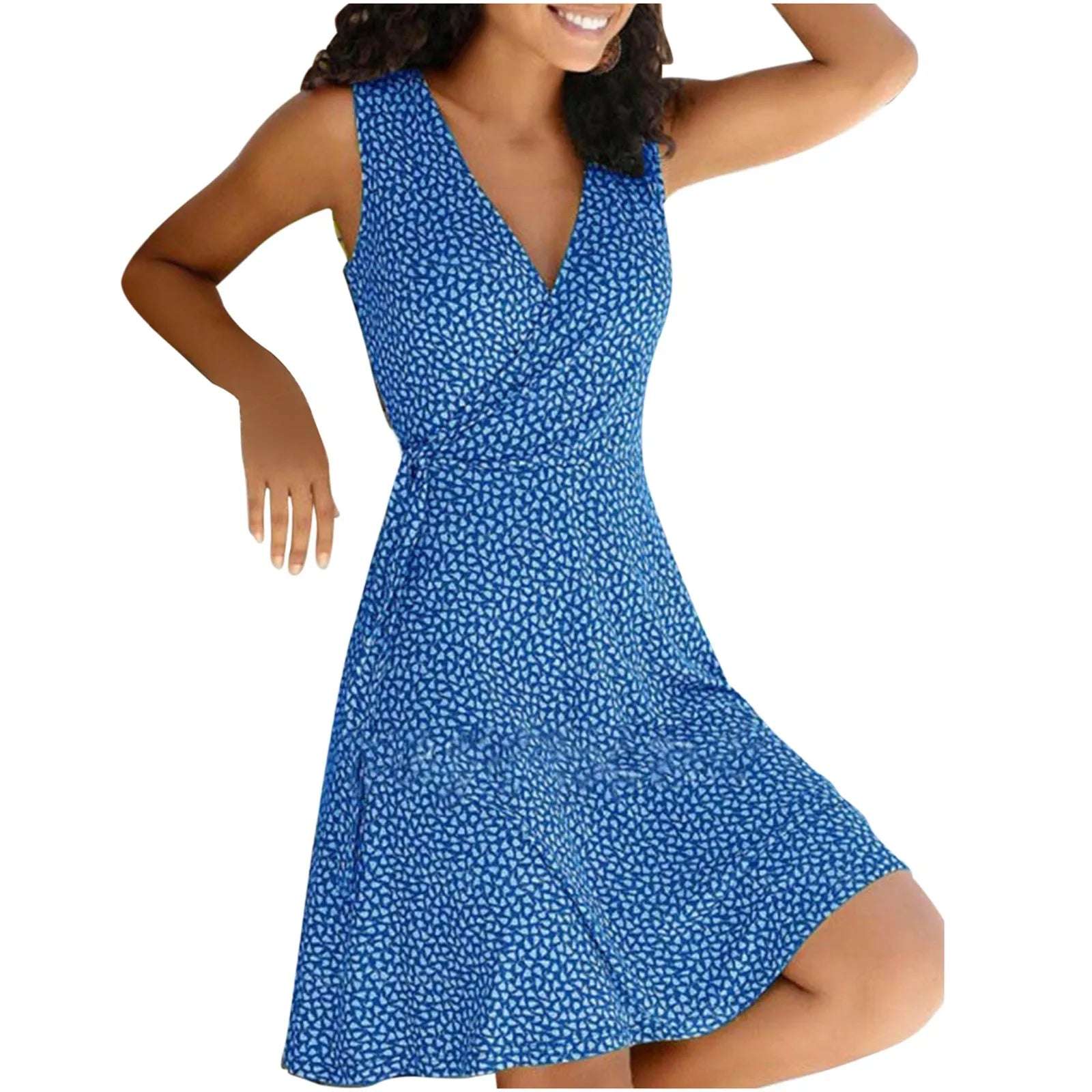 dresses for women 2024 casual plus size Women's Floral Wrap V Neck Midi Dress A Line Swing Cap Sleeve Midi vestidos de fiesta