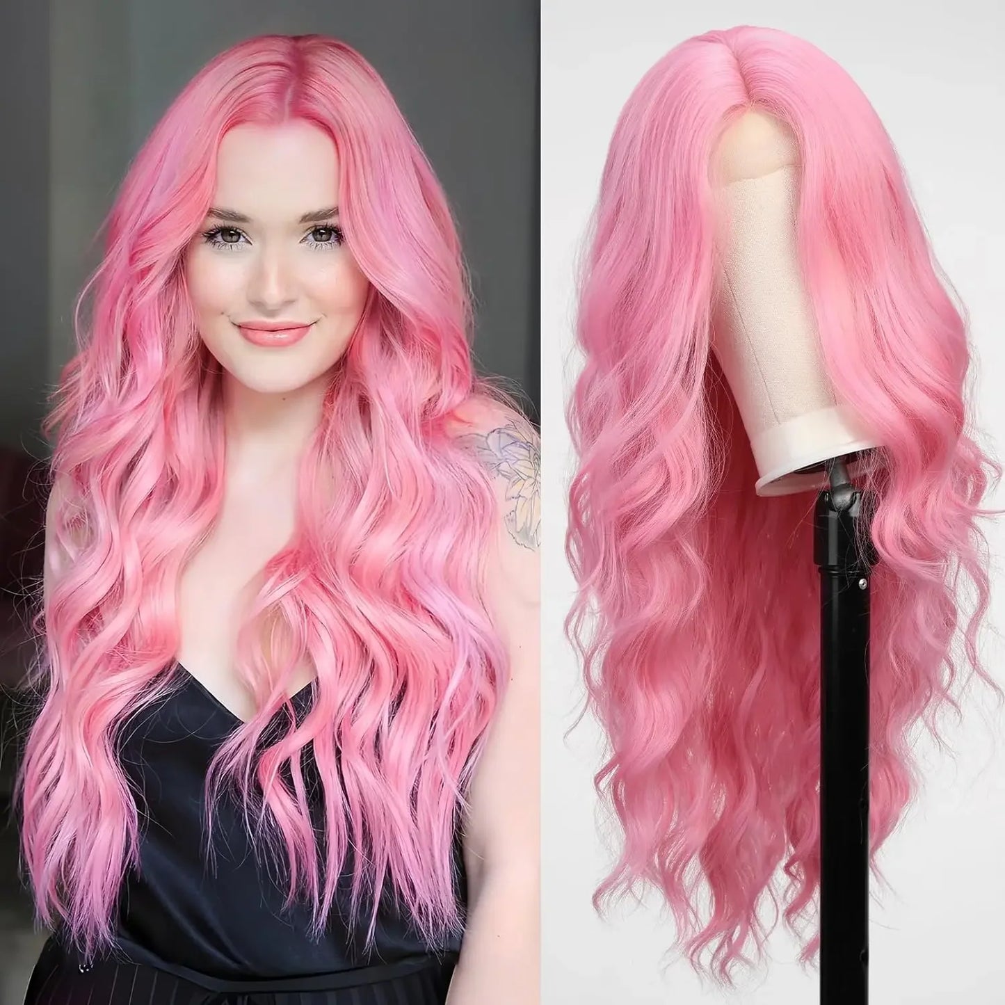 Tereshar Heat Resistant Synthetic Wig for Halloween Christmas Black Long Body Wave Lace Front Wigs for Black Women