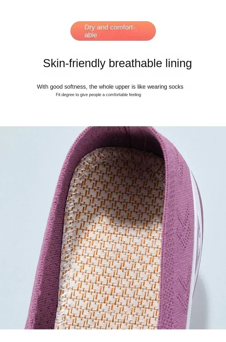 Skin-friendly breathable lining in lightweight women's walking flats for comfort and softness