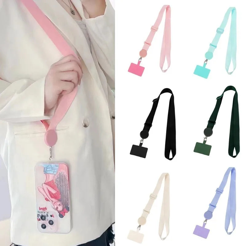 Long Crossbody Phone Lanyard Adjustable Neck Strap Wide Cloth Neckband Strap Rope Hanging Anti-Lost Phone Lanyard