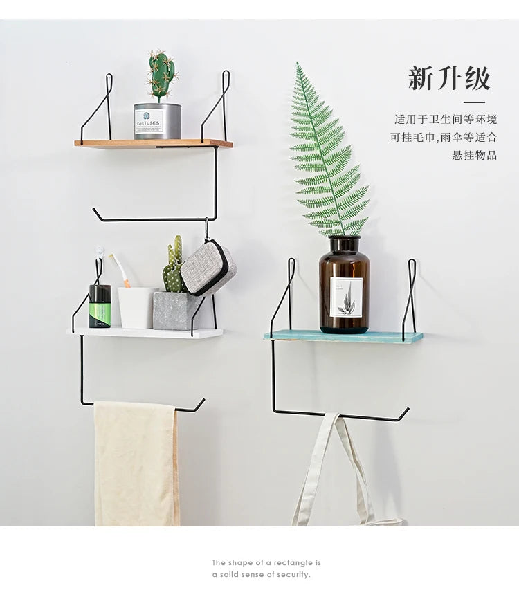 Nordic Wooden Wall Hanging Shelves Living Room Decor Display Stand Home Wall Decoration Bedroom Storage Shelf