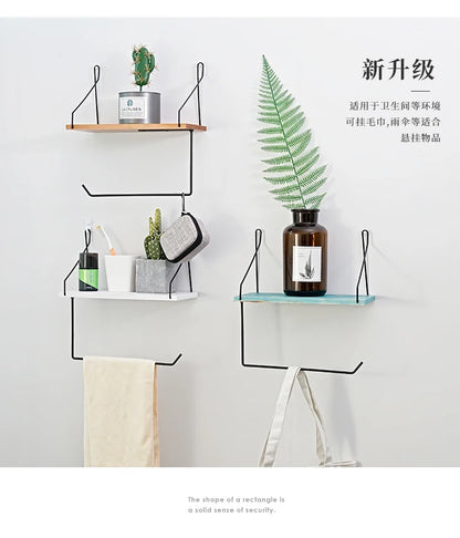 Nordic Wooden Wall Hanging Shelves Living Room Decor Display Stand Home Wall Decoration Bedroom Storage Shelf
