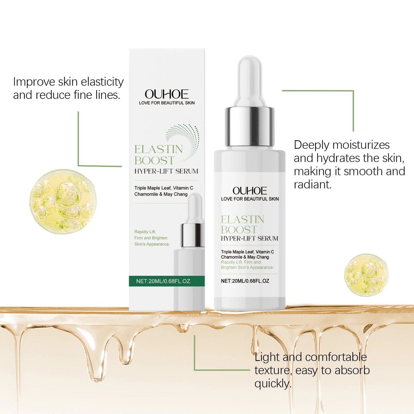 OUHOE Elastin Boost Hyper - Lift Serum: Firm, Moisturize, Soothe, All Skin Types, Anti - aging, Quick Absorption