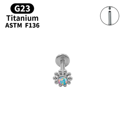 G23 Titanium Lip Labret Nose ASTM-F136 Piercing Body Jewelry Opal Zircon Internally Threaded Earring Helix Tragus Cartilage Ear