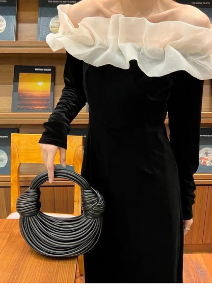 Handbags for Women 2023 New in Gold Luxury Designer Brand Handwoven Noodle Bags Rope Knotted Pulled Hobo Silver Evening Clutch
