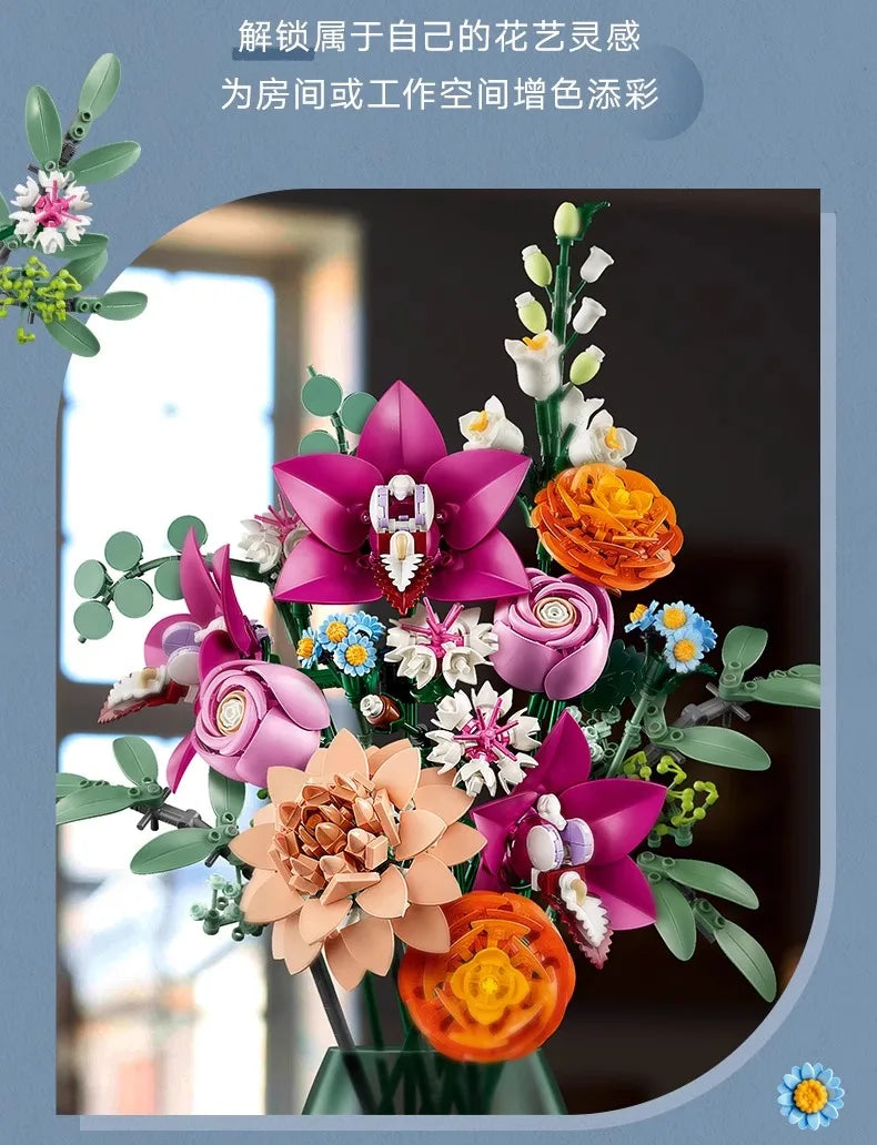 Lego Flower Plant Series 10342 Fendai Bouquet Recommended Ornaments for Men and Women Valentine's Day Gifts