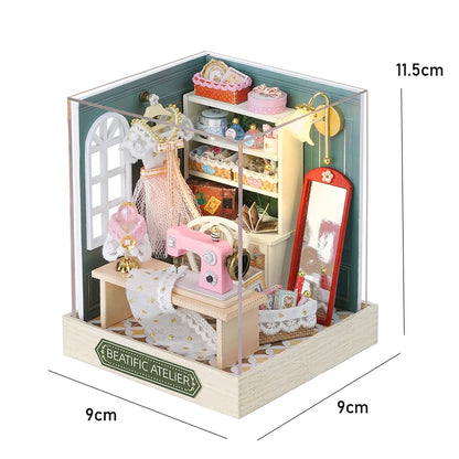 Handmade Wooden Miniature Doll House Kit 3D Puzzle Assembled Building Model Kit With LED Light DollHouses Toy For Christmas Gift