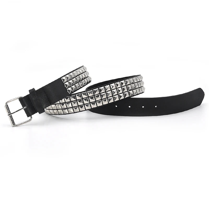 High Quality Rivet Belt Men&Women's Studded Fashion Versatile Belts Punk Rock With Pin Buckle Drop Decoration Black Hot Sale