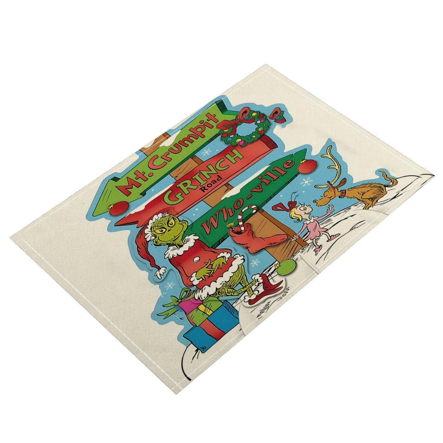 Christmas Grinch Holiday Decoration Christmas Placemat Home Kitchen Insulated Coaster Anti-Scalding Western Placemat