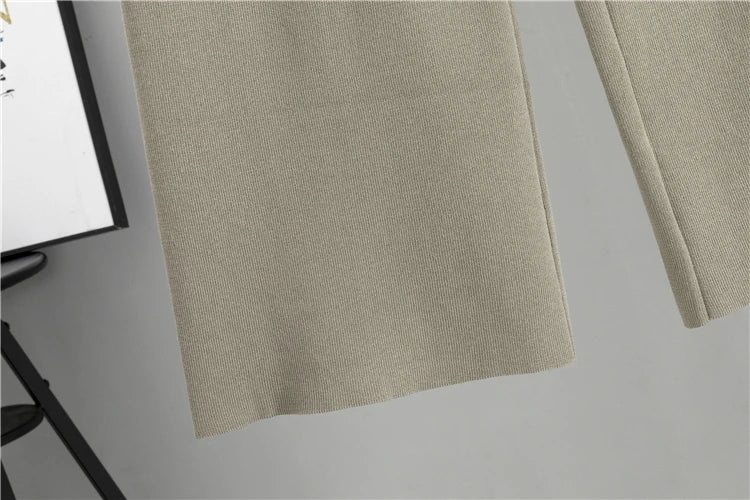 2025 Winter And Autumn Fashionable Elegant Women's Knitted 3-Piece Set cardigan Women's Sweater Women's Wide Leg Pants