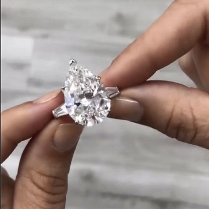 Original 100% 925 Sterling Silver Wedding Engagement Cocktail Women Luxury Drop Cuts Simulated Diamond Rings Fine Jewelry Gift