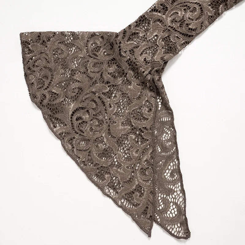 Spring  Sexy V-Neck Lace Dress with Pleated Edge See-through Short Skirt for Women European And American Cross-Border Fashion