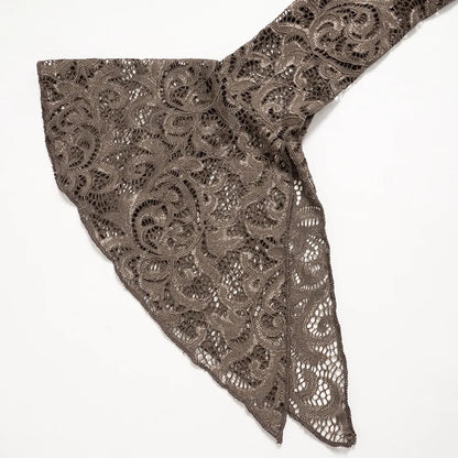 Spring  Sexy V-Neck Lace Dress with Pleated Edge See-through Short Skirt for Women European And American Cross-Border Fashion