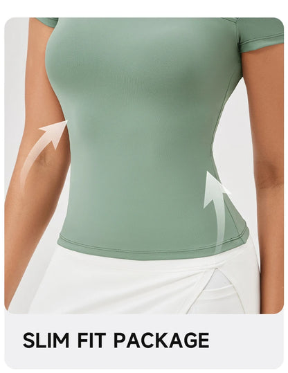 Yoga Tops Women Gym Training Sport Tops Quick-Dry Yoga Shirts Short-sleeved Outdoor Running Fitness Casual Sports T-shirt