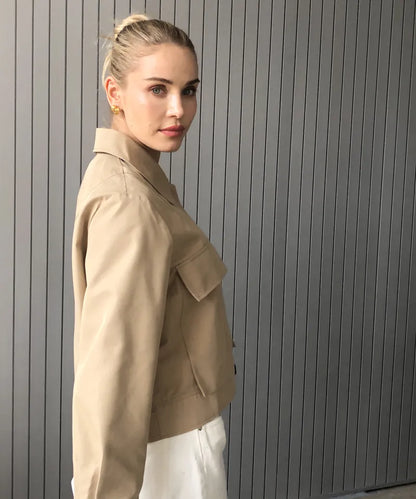 2023 Women Fall / Autumn Cotton Short Trench Jacket and Coat Casual Outerwear