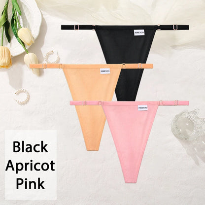 3PCS/Set Women Cotton Panties Sexy T-Back Thong Adjustable Waist G-String Underwear Breathable Soft Intimates Lingerie FINETOO