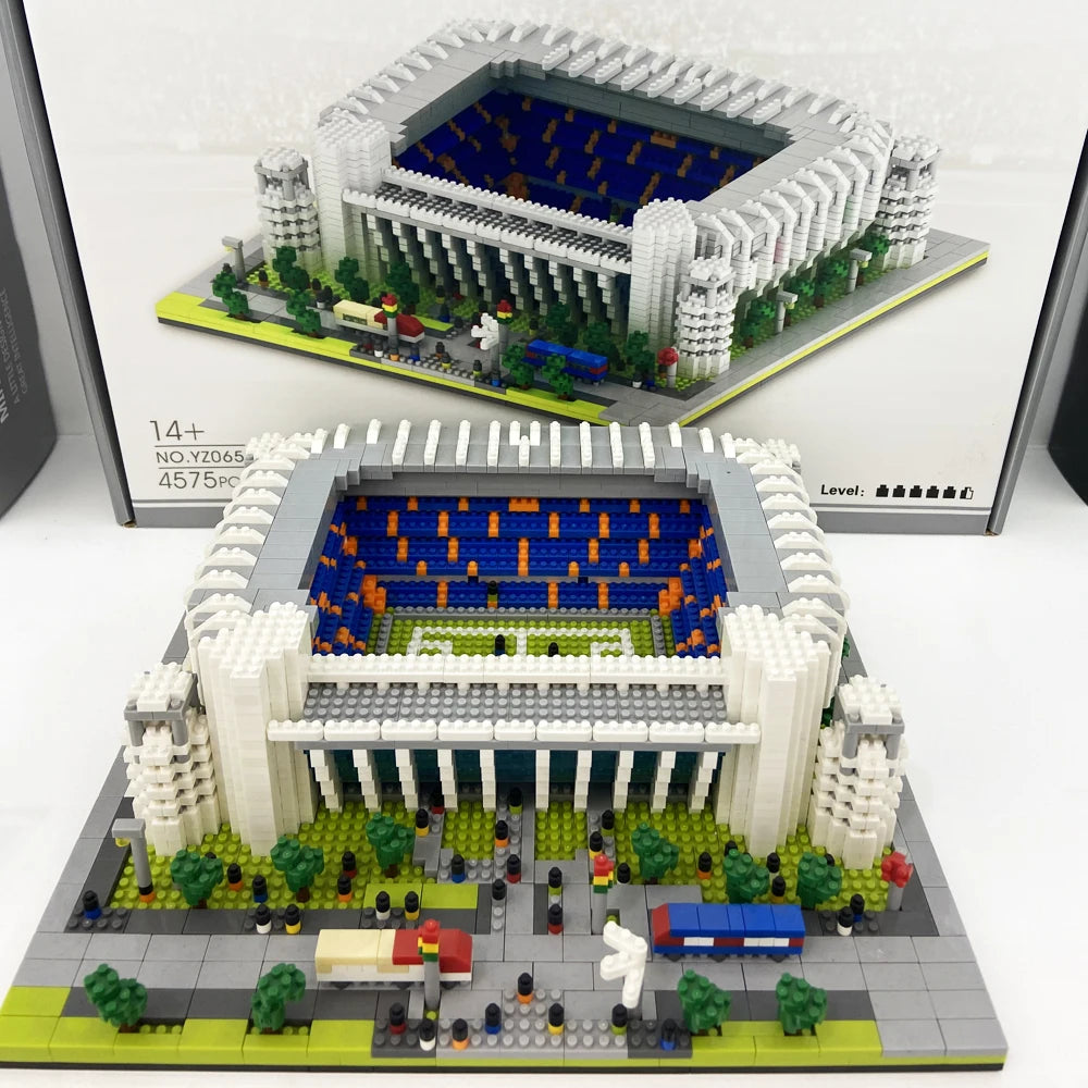 Madrid Style Soccer Stadium Model Micro Mini Diamond Block Kit Kids Adult Assemble Barcelona Football Field Brick Set Puzzle Toy