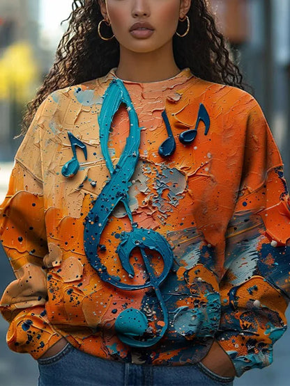 Fashion Women's Art Printed Sweatshirt 3D Print O-Neck Long Sleeve Tops Summer Casual Women's Clothing Apparel Y2K Streetwear