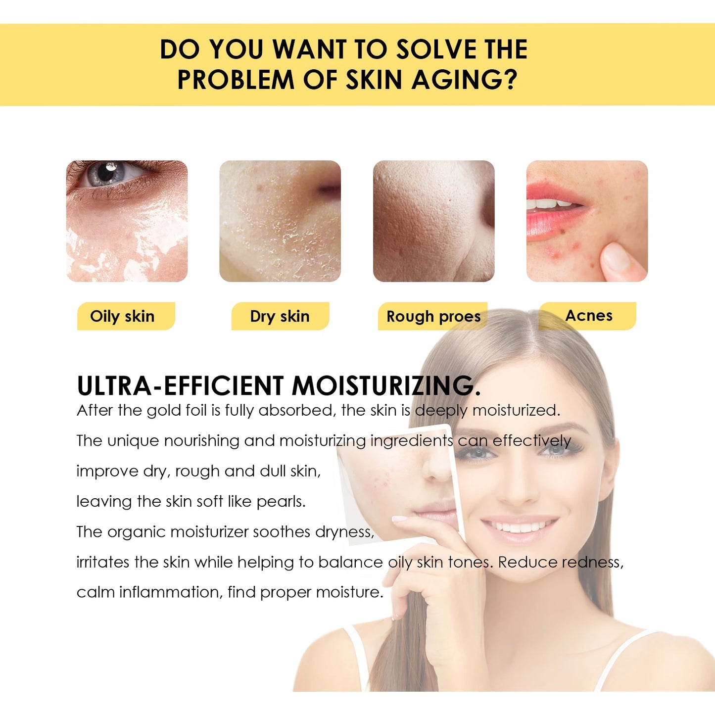 30ml 24K gold hyaluronic acid essence Lift, tighten, reduce redness, restore skin radiance, prevent skin dryness, moisturize