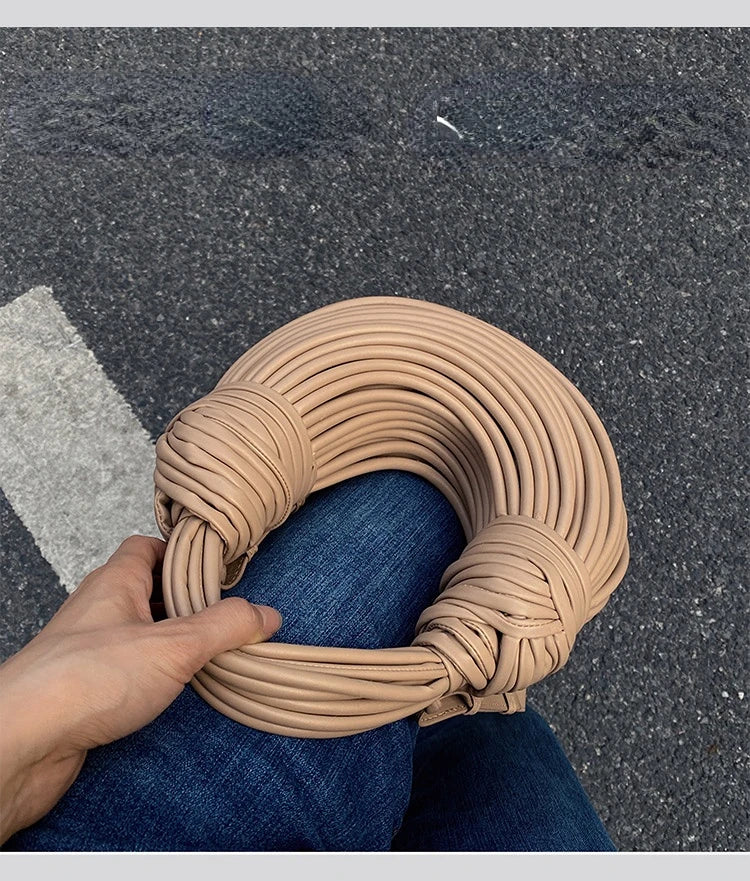 Handbags for Women 2023 New in Gold Luxury Designer Brand Handwoven Noodle Bags Rope Knotted Pulled Hobo Silver Evening Clutch