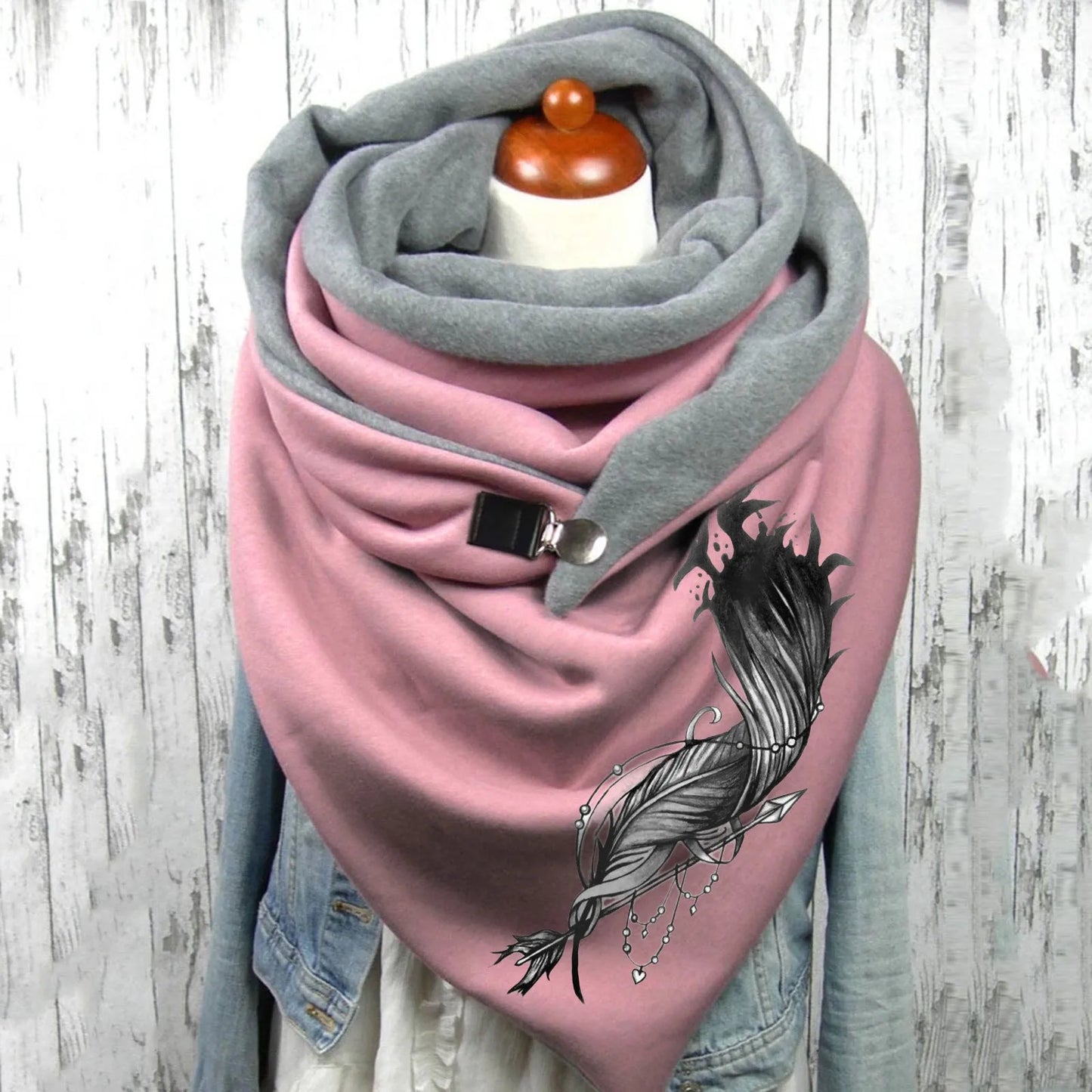 Fashion Scarf Graphic Music Note Print Square Scarves With Button Clasp Women Winter Warm Scarf Female Neck Warmer Blanket Wraps