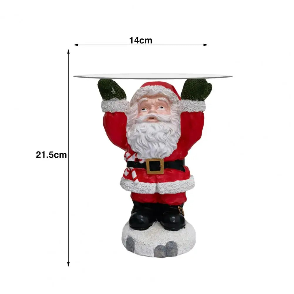 Resin Santa Claus Ornament with Tray Snack Dessert Stand Holder Adorable Xmas Cake Fruit Tray Christmas Party Decoration