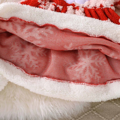 Infant Kids Girls Christmas Children's Long Sleeved Plush Santa Claus Embroidered Dress Dress+Headband Costumes Party Dresses