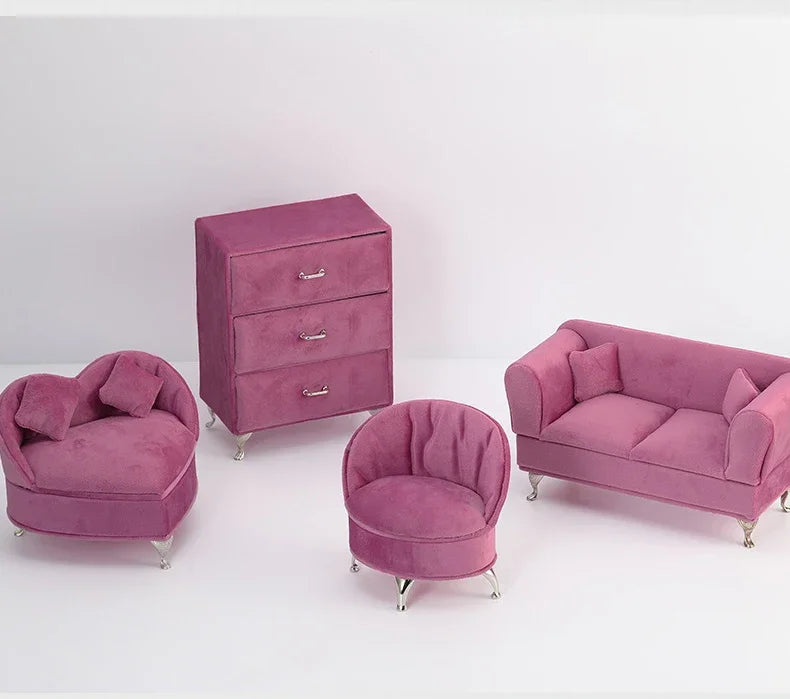 Pink Sofa Shape Jewelry Box Beautiful Case Fashion Jewellery Store Showcase Holder Organizer