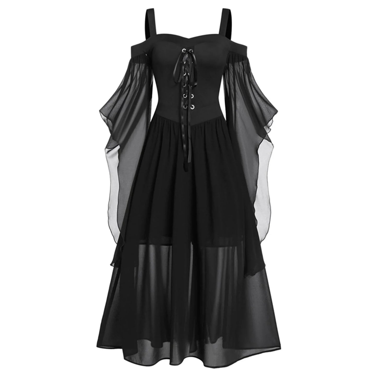 5XL Women Fashion Vintage Style Square Neck Party Dress Women Cosplay Dress Retro Midi Gown Dress Gothic Dresses Women Clothing