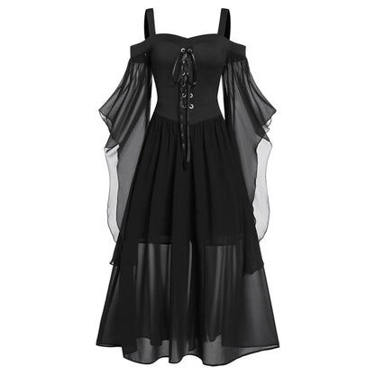 5XL Women Fashion Vintage Style Square Neck Party Dress Women Cosplay Dress Retro Midi Gown Dress Gothic Dresses Women Clothing