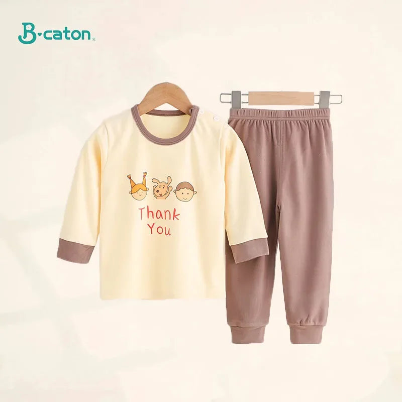 Autumn Winter Children Sets Long Sleeve Cartoon Children Clothing Boys Girls Underwear Sleepwear Round Neck Kids Clothes