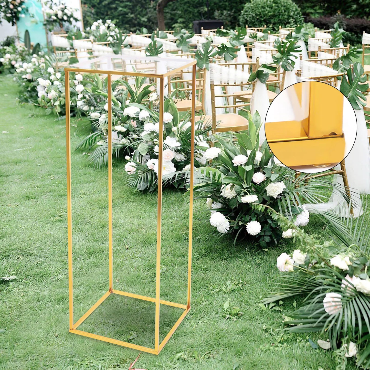 60/80CM Wedding Backdrop Column Pedestal Display Holder Rack Pillar Stand 1Pc Elegant Metal Flower Stand Gold