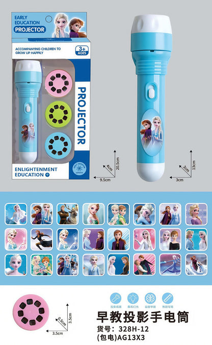Disney Frozen Elsa kids Projection Flashlight Light-emitting Mickey 24Patterns Illuminated Projection Led Party Decor kids toy