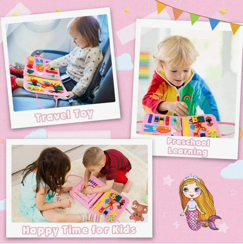 Montessori Sensory Toys Busy Board for Toddlers Promoting Motor Educational Activity Life Skills Learning for Kids With Autism