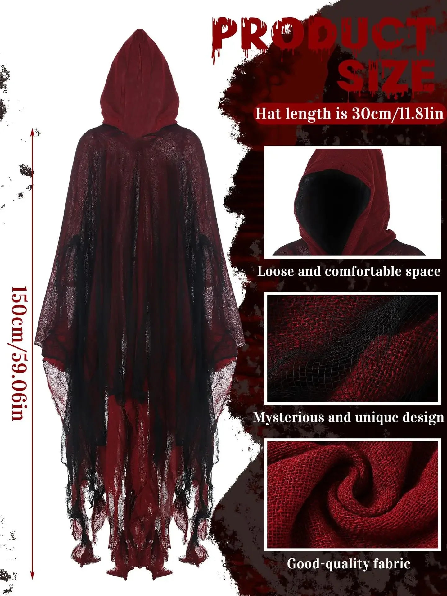 Ghost Dementors Cosplay Costume Unisex Gothic Horror Zombie Vampires Hooded Capes Day Of The Dead Party Props Cloaks