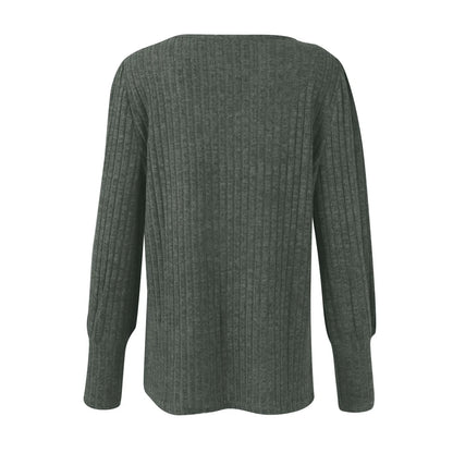 Autumn Elegant Trendy Long Sleeve Comfortable Ladies Top Casual Women's Pullover Simple Design Daily Solid Color Dress up