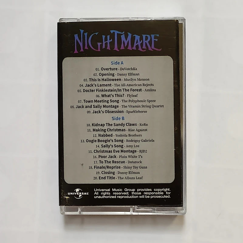Anime The Nightmare Before Christmas Danny Elfman Music Tape Jack Skellington Sally OST Album Cosplay Cassettes Soundtracks Box