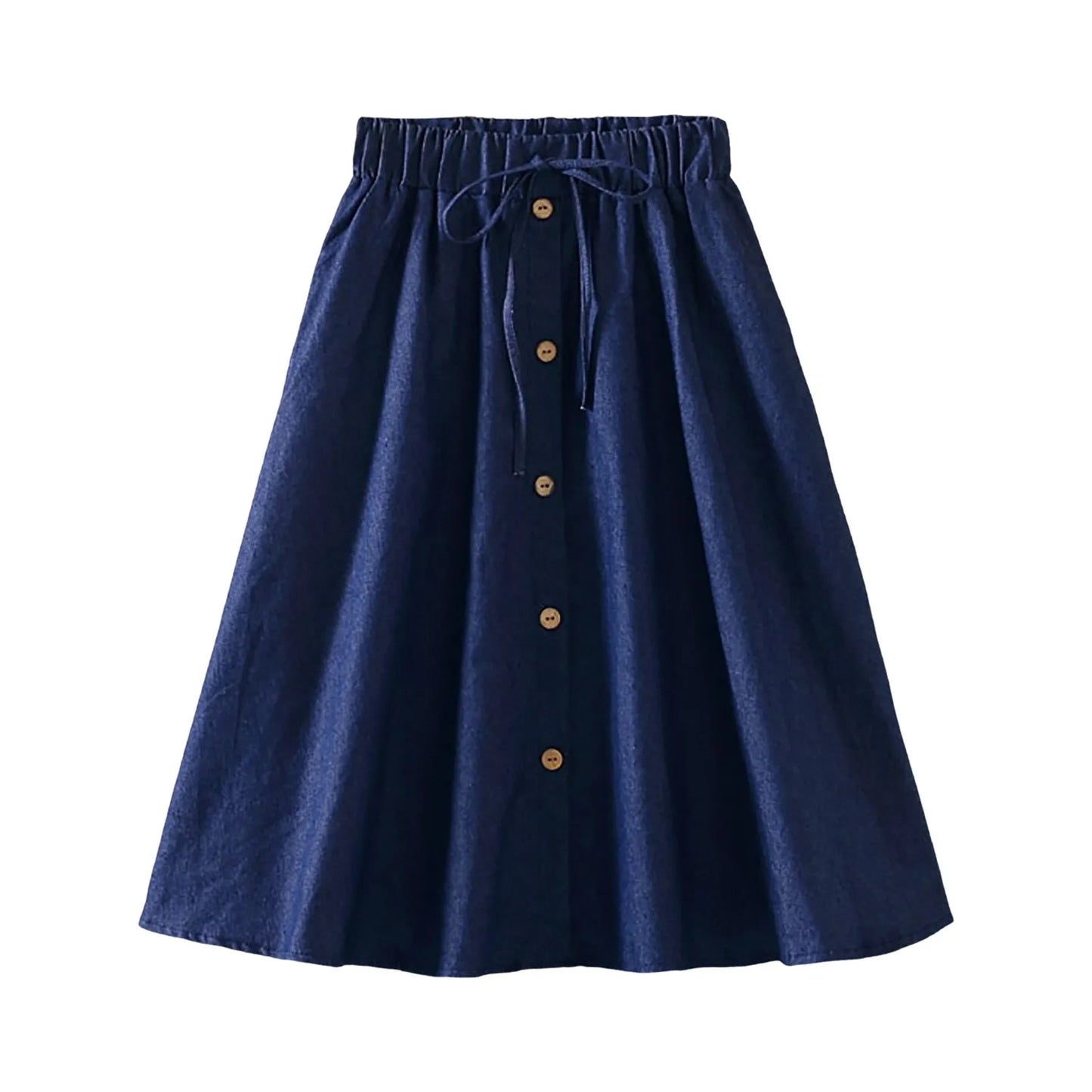 Pleated Skirt Girls Waist Long Denim Skirt Female New Kong Flavor Summer Arts Students Border Ladies Skirts Below Knee Length