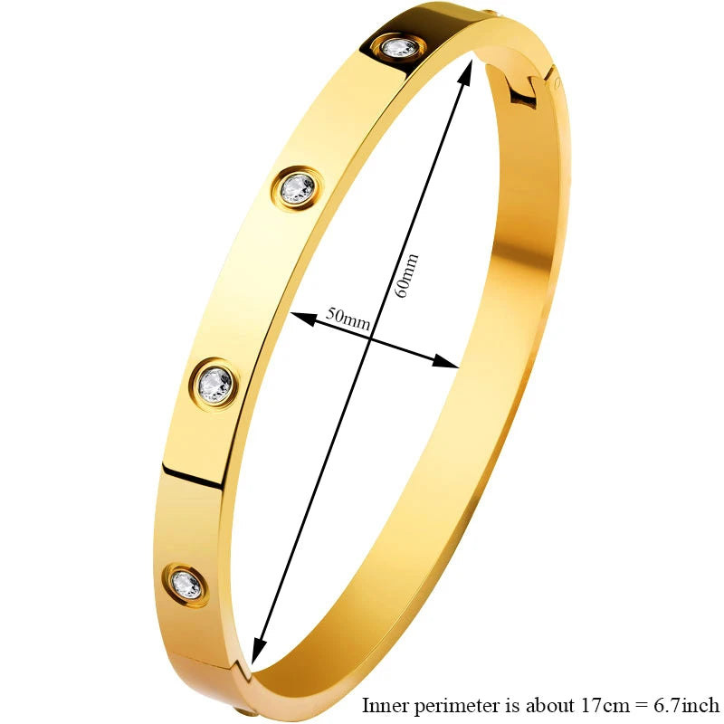 G&DAdvanced Inlai Crystal Stainless Steel Women's Bracelet/Ring Jewelry Golden Resistant To Corrosion set Gift Party Excluse